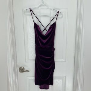 B Darlin purple velvet mini dress. Used: worn twice. Size 7/8